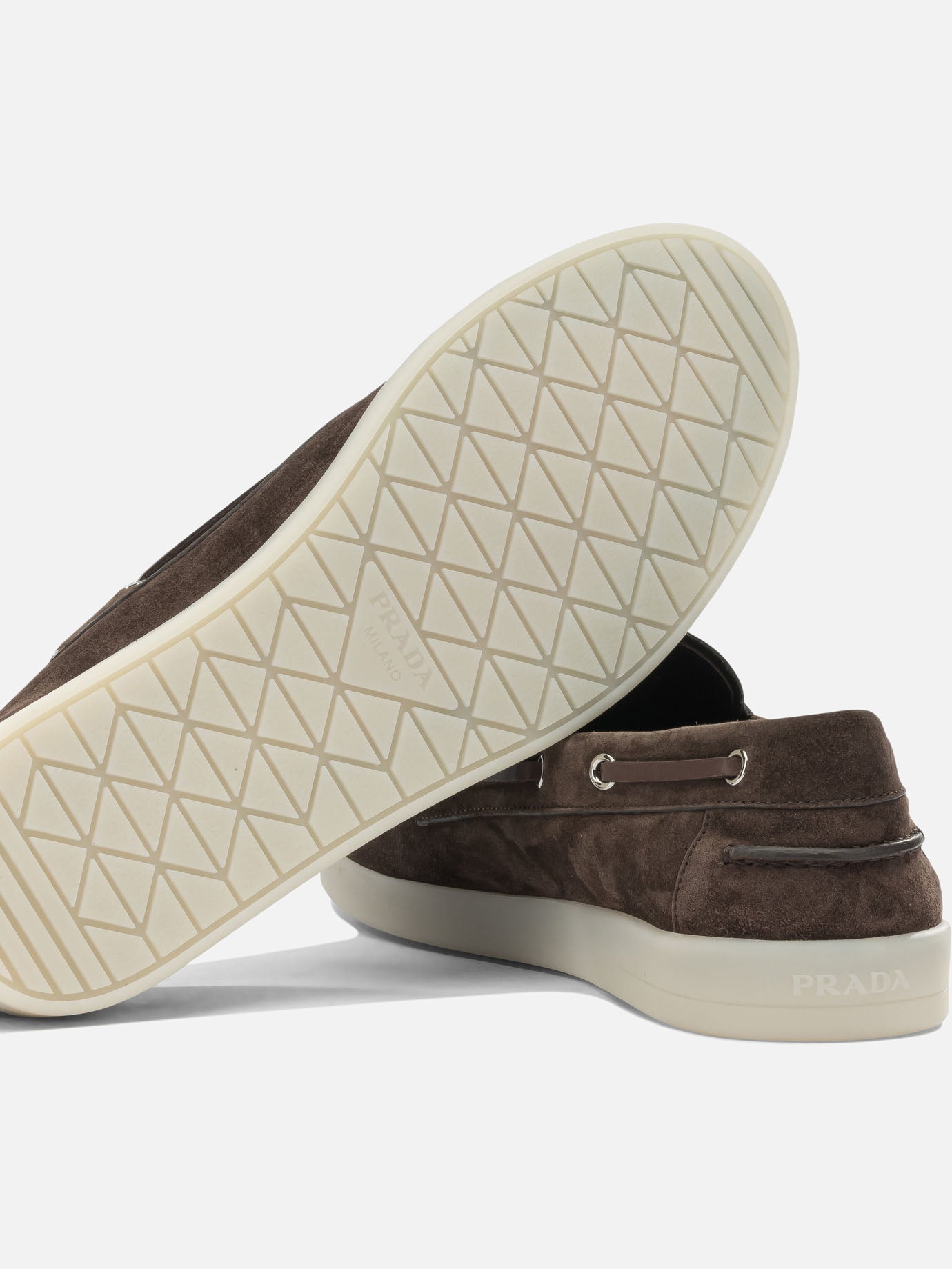Mocassini stringati 100% suede - 100% rubber Marrone - Prada Uomo | PDP | VIETTI Online Store | Zoom-Modal_5