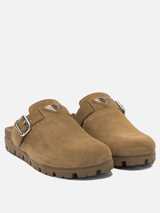 Slippers 100% suede - 100% rubber Brown - Prada Men | PLP | VIETTI Online Store | 2