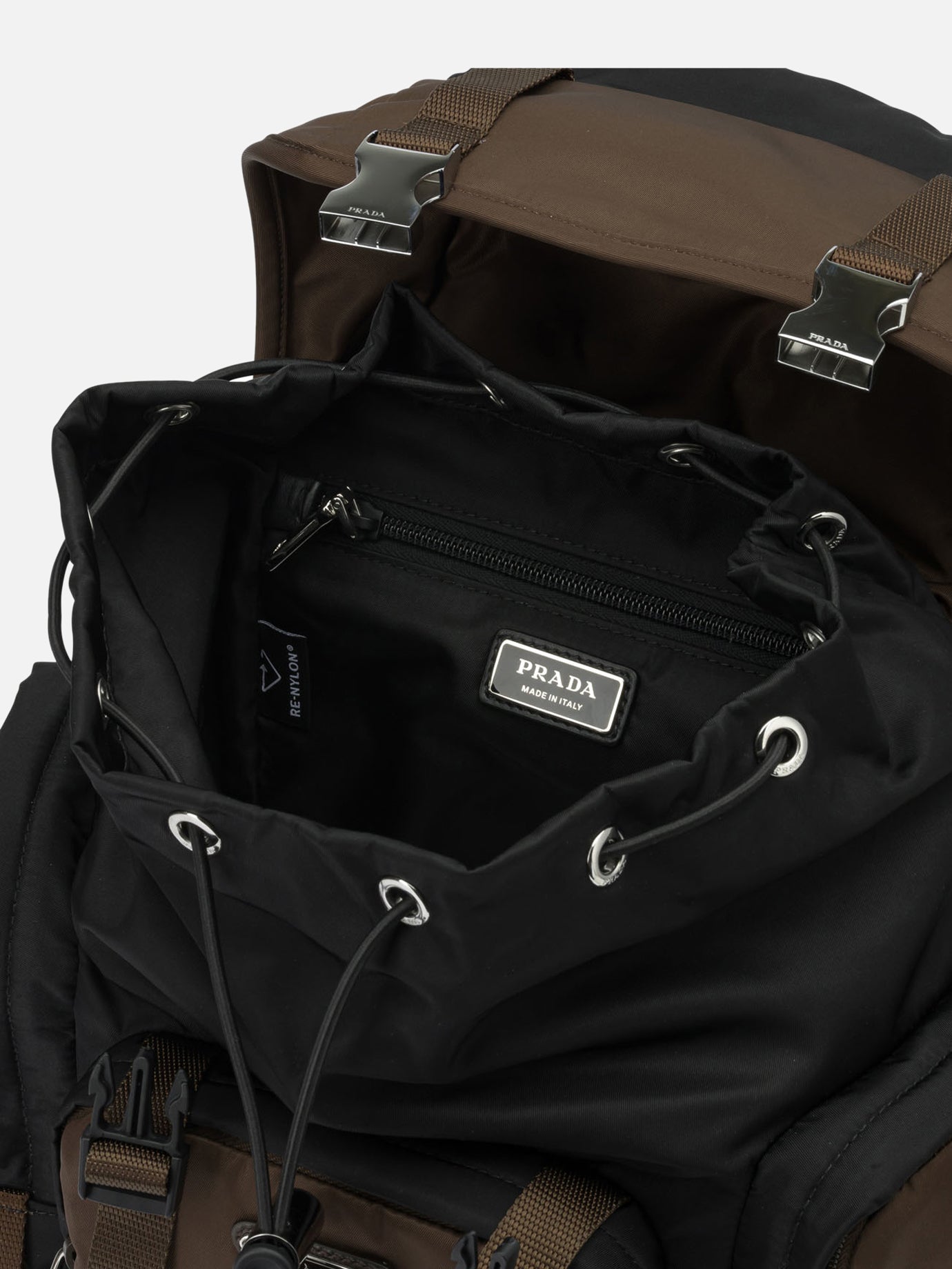 Casual backpacks 100% recycled polyamide - Other fabric: 100% calf leather Brown - Prada Men | PDP | VIETTI Online Store | Zoom-Modal_5