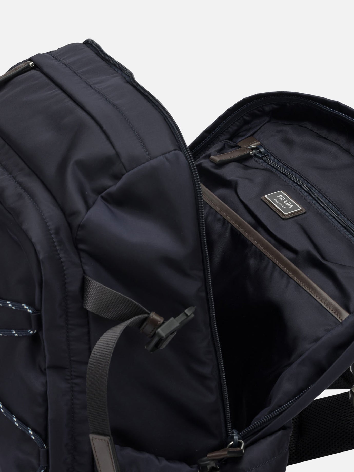 Casual backpacks 100% recycled polyamide - Other fabric: 100% calf leather Blue - Prada Men | PDP | VIETTI Online Store | Zoom-Modal_5