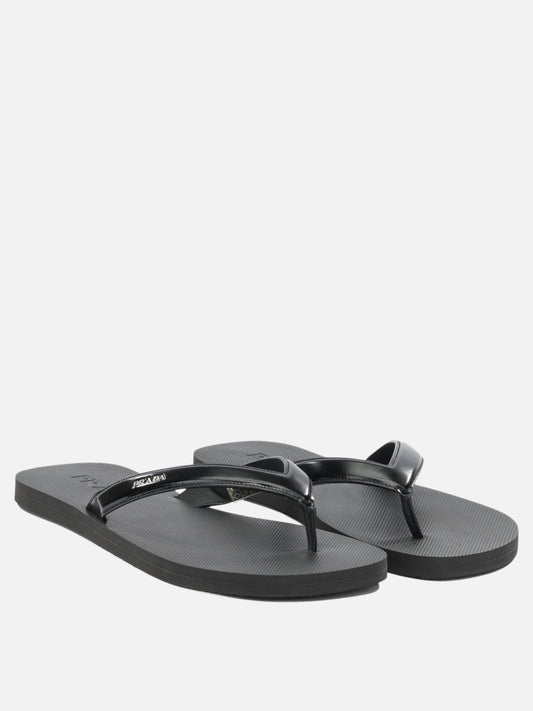 Flat sandals 100% calf leather - 100% rubber Black - Prada Men | PLP | VIETTI Online Store | 2