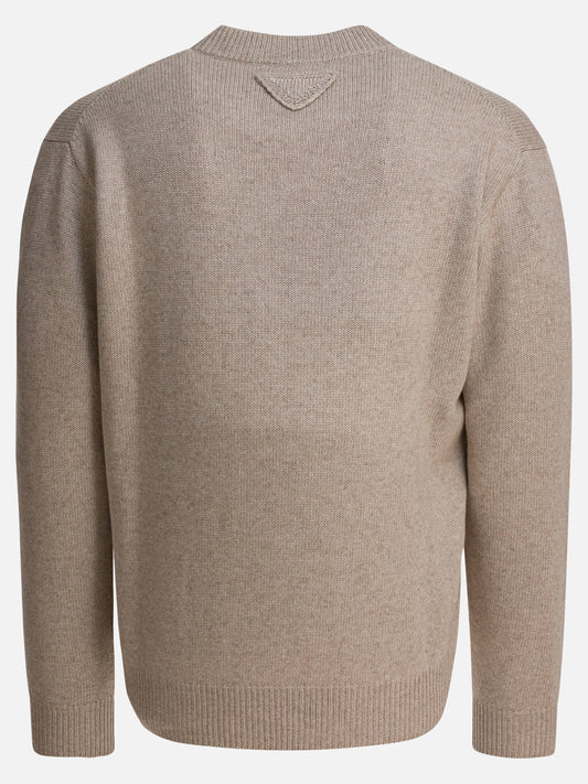 Prada Re-Cashmere crewneck Sweater Beige