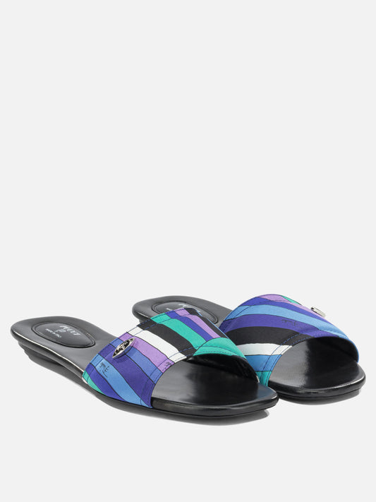 Slides 100% silk - 100% leather Blu - Pucci Donna | PLP | VIETTI Online Store | 2
