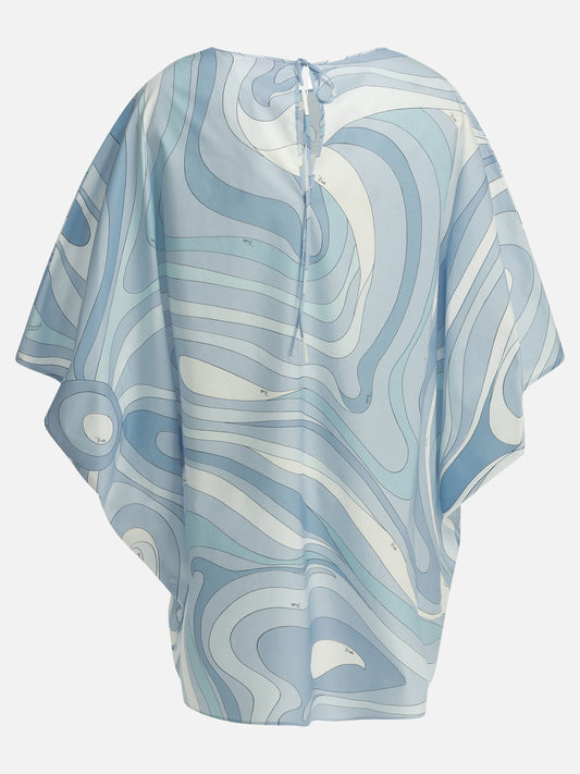 Pucci "Marmo" Short caftan dress Light blue