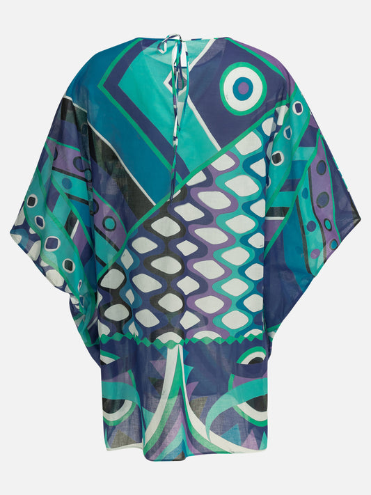 Pucci "Vivara" Short caftan dress Blue