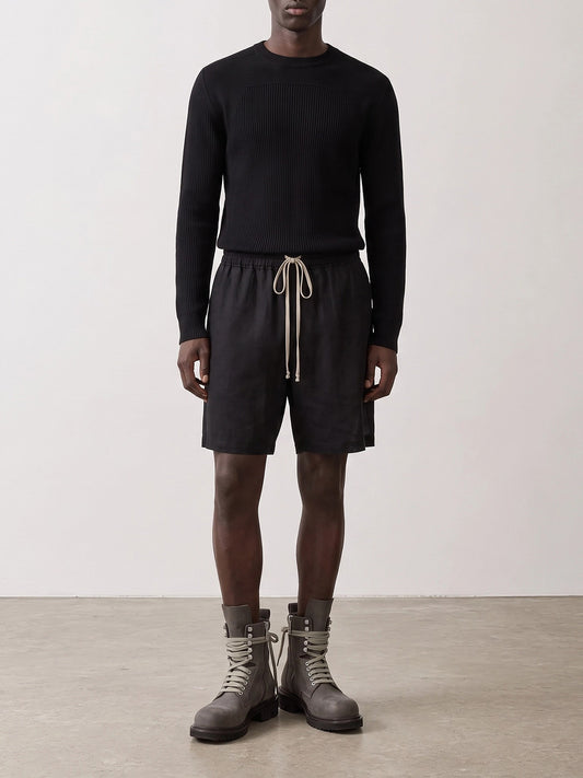 Drawstring shorts Solid colour Black - Rick Owens Men | PLP | VIETTI Online Store | 2