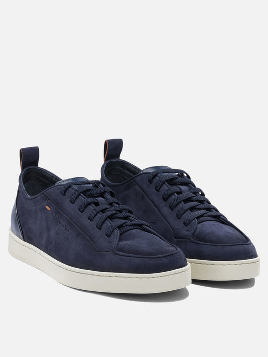 Low top sneakers 100% calf leather - 100% rubber Blue - Santoni Men | PLP | VIETTI Online Store | 2