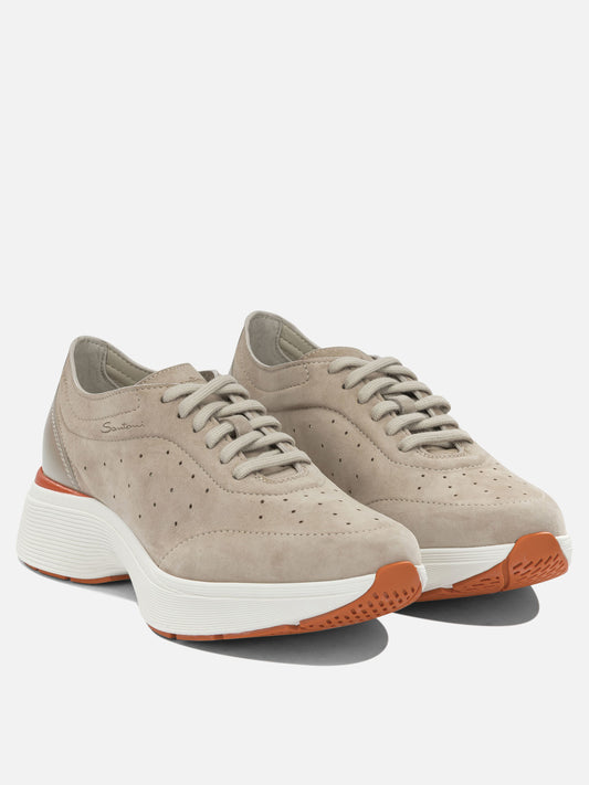 High top sneakers 100% calf leather - 100% rubber Beige - Santoni Women | PLP | VIETTI Online Store | 2