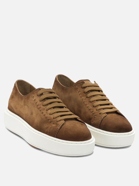 Low top sneakers 100% calf leather - 100% rubber Brown - Santoni Women | PLP | VIETTI Online Store | 2
