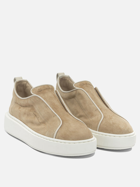 Low top sneakers 78% calf leather 22% lamb leather - 100% rubber Beige - Santoni Women | PLP | VIETTI Online Store | 2