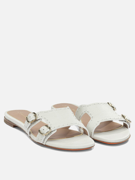 Slides 100% calf leather - 100% cow leather Bianco - Santoni Donna | PLP | VIETTI Online Store | 2