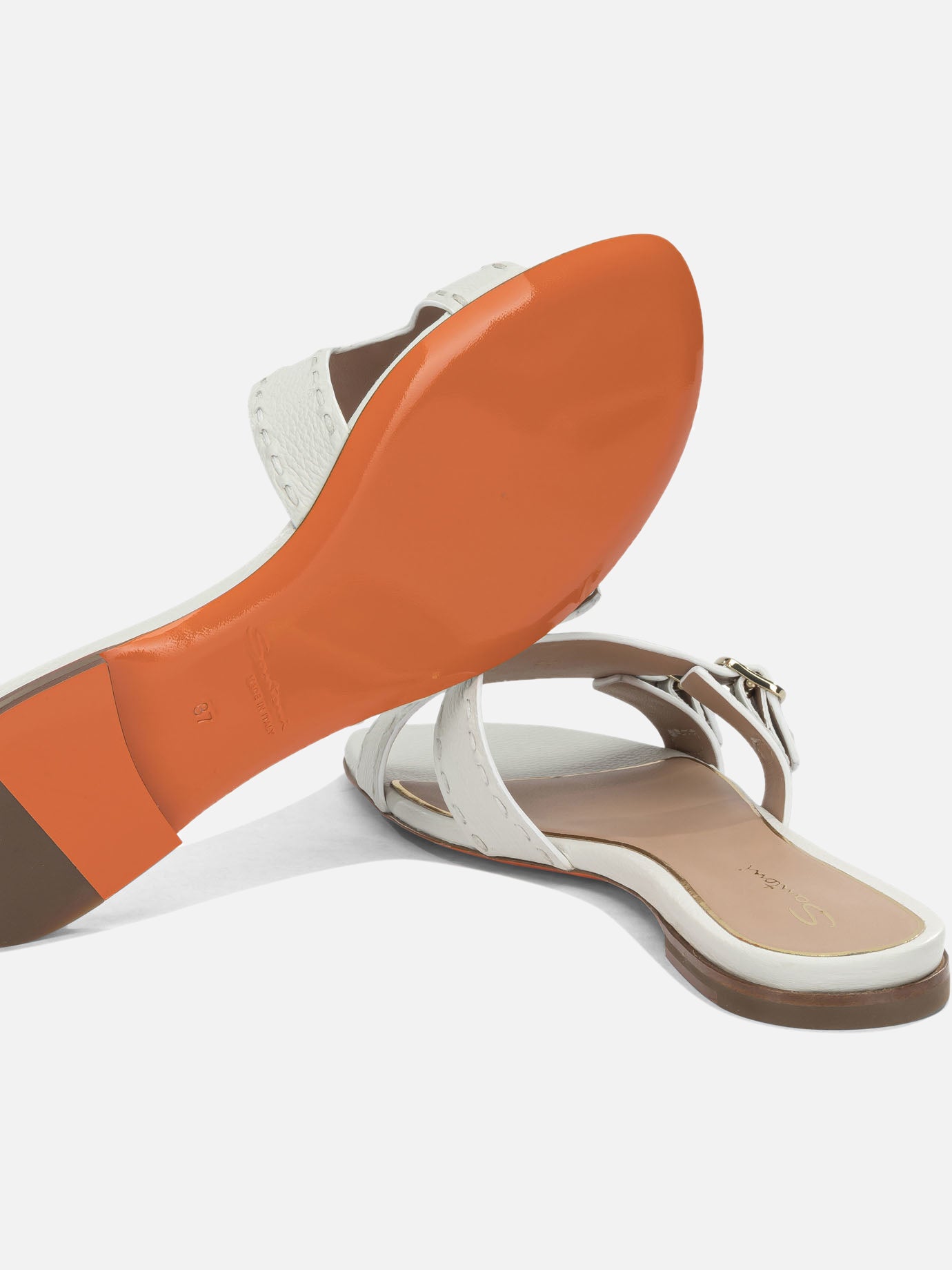 Slides 100% calf leather - 100% cow leather White - Santoni Women | PDP | VIETTI Online Store | Zoom-Modal_5