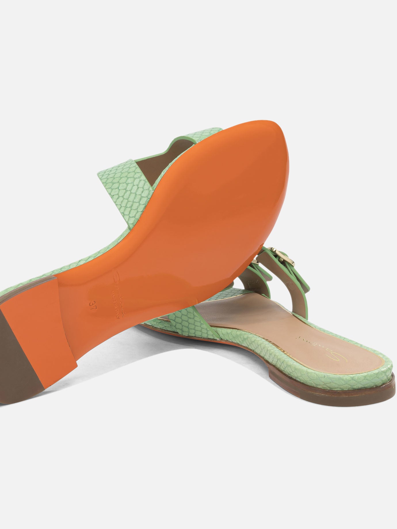 Slides 100% goat leather - 100% cow leather Green - Santoni Women | PDP | VIETTI Online Store | Zoom-Modal_5