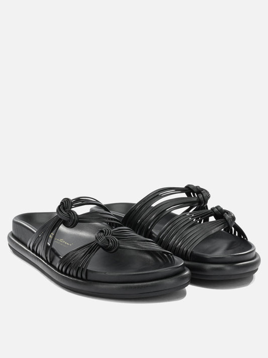 Flat sandals 100% lamb leather - 100% rubber Black - Santoni Women | PLP | VIETTI Online Store | 2