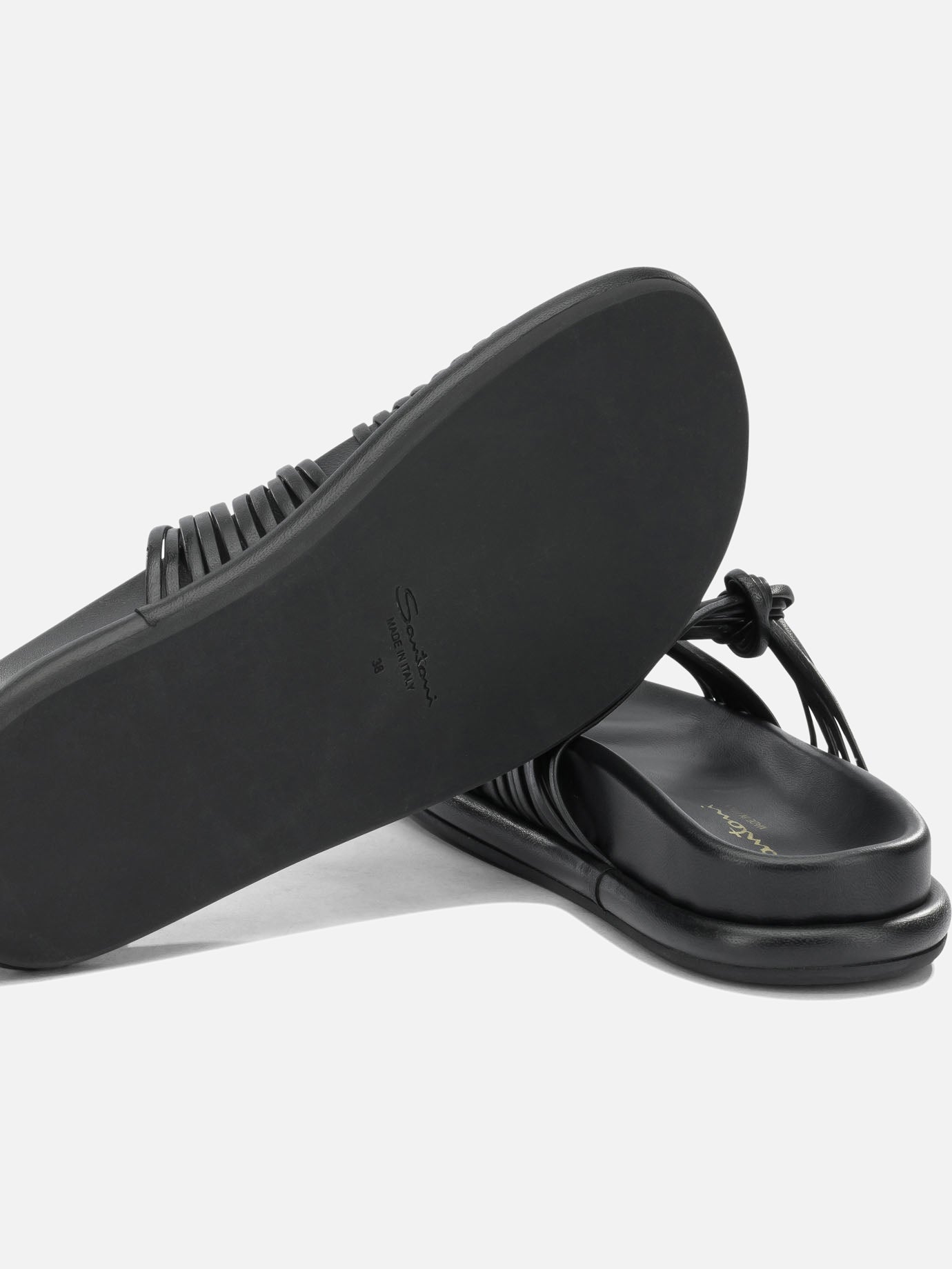 Flat sandals 100% lamb leather - 100% rubber Black - Santoni Women | PDP | VIETTI Online Store | Zoom-Modal_5