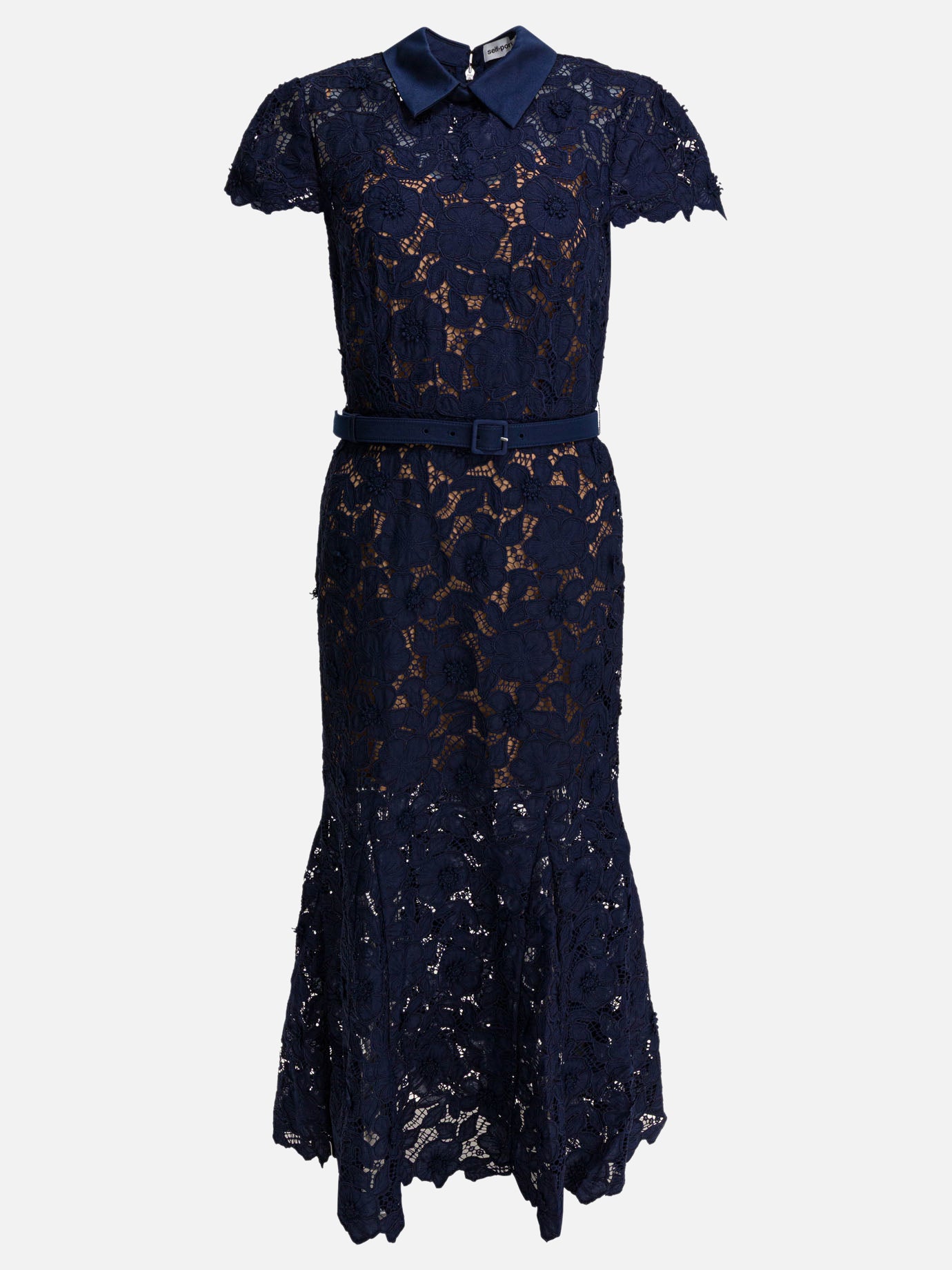 Self-portrait Lace flared dress Blue - Women Self-portrait Lace flared dress Blue - Women
