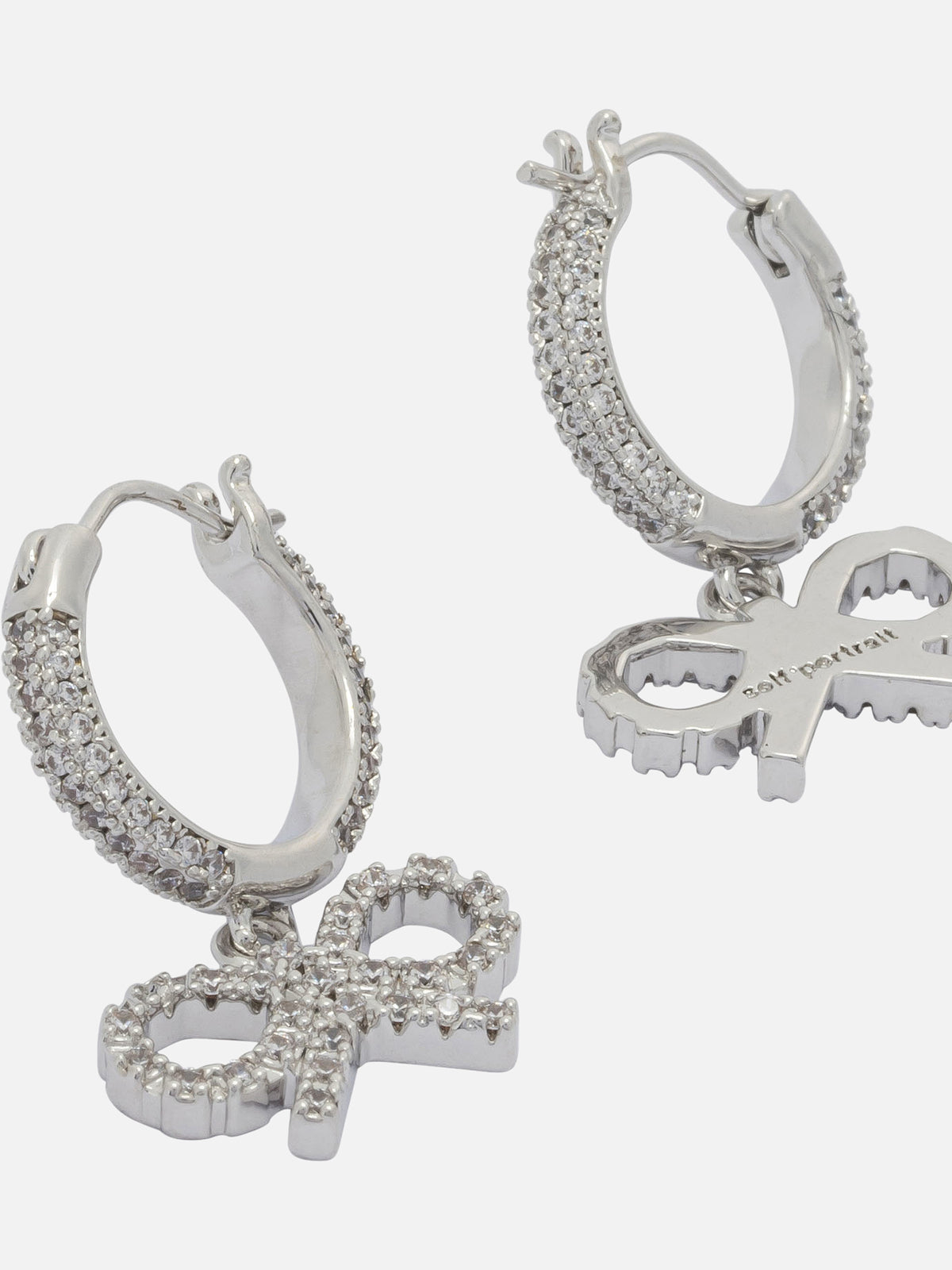 Self-portrait Hoop earrings with bow Silver
