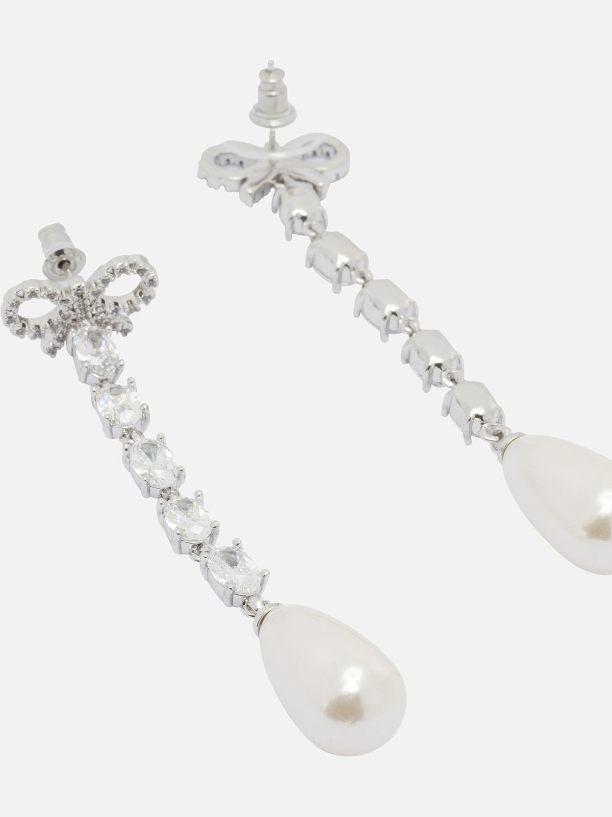Self-portrait Bow and pearl earrings Silver