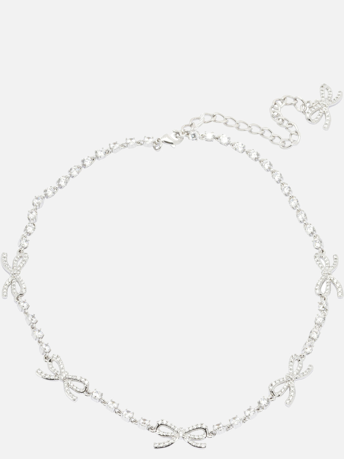 Self-portrait Necklace with bows and crystals Silver