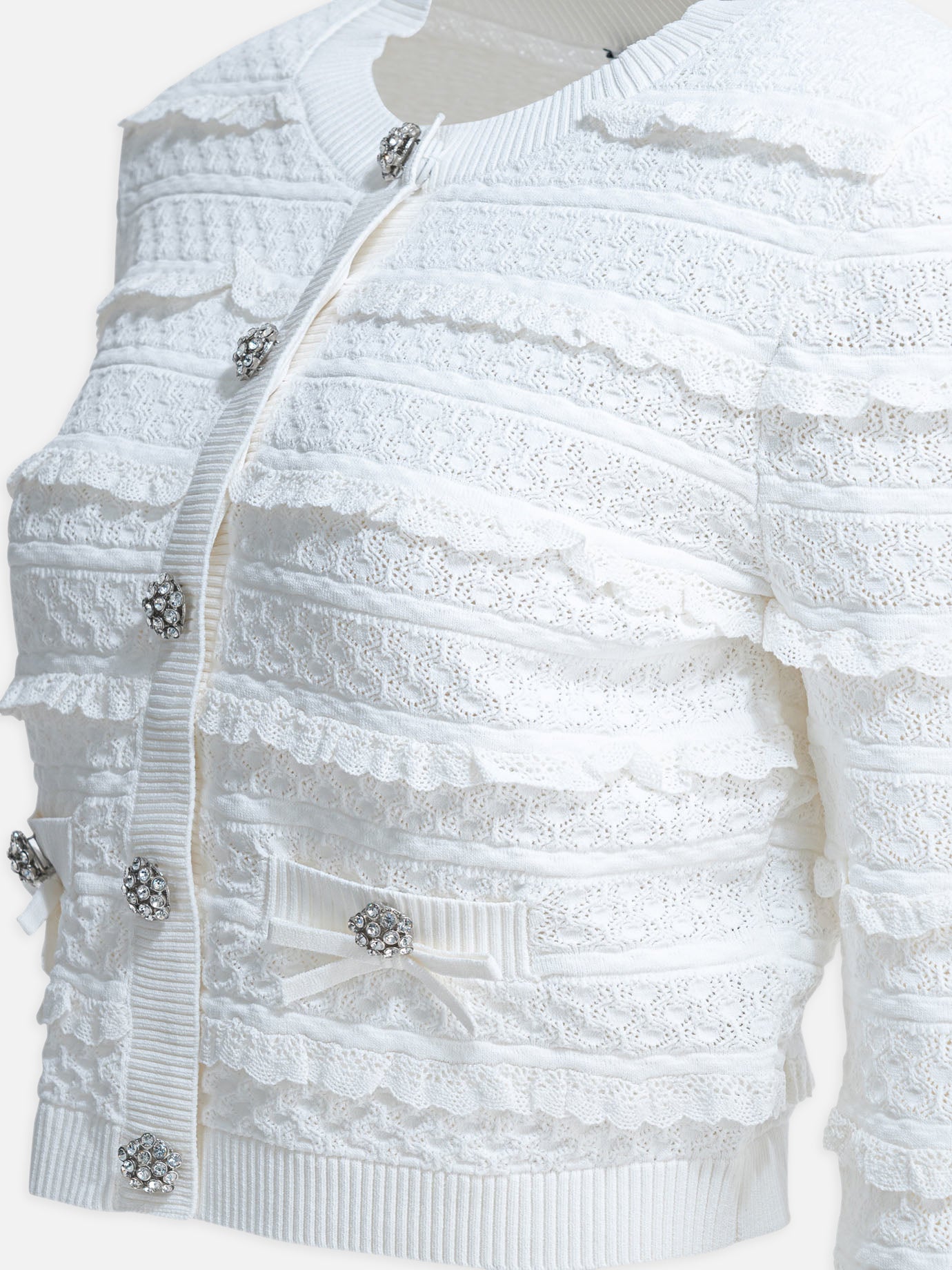 Cardigans Textured knit White - Self-portrait Women | PDP | VIETTI Online Store | Zoom-Modal_4