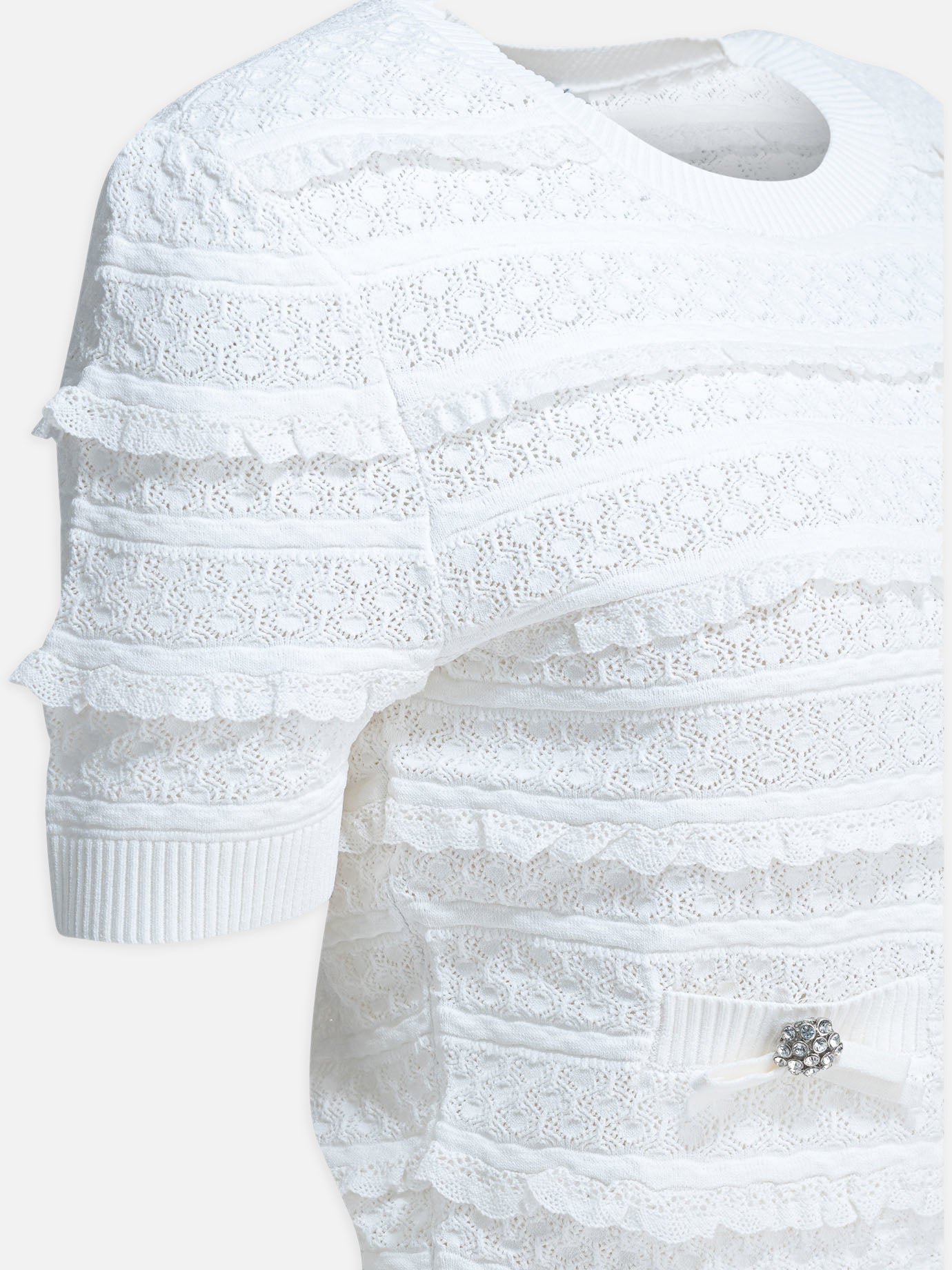 Crewneck sweaters Textured knit White - Self-portrait Women | PDP | VIETTI Online Store | Zoom-Modal_4