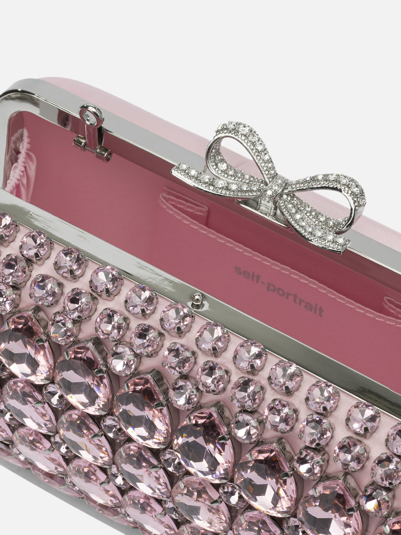 Self-portrait Clutch with crystals Pink