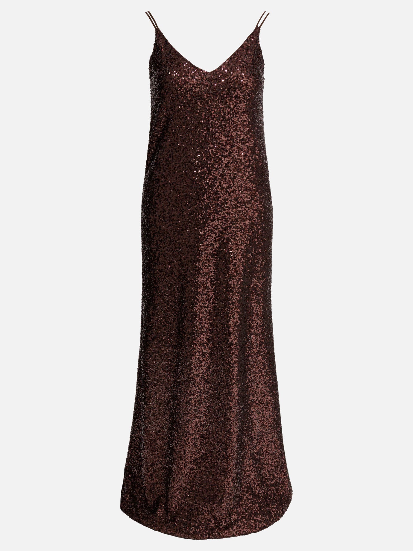 Semper Long sequined dress Brown - Women | VIETTI Online Store Semper Long sequined dress Brown - Women | VIETTI Online Store