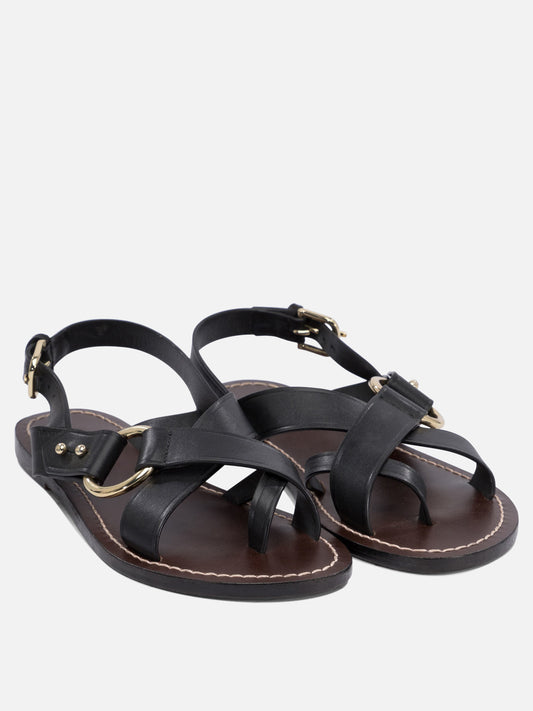 Flat sandals 100% cow leather Black - Soeur Women | PLP | VIETTI Online Store | 2