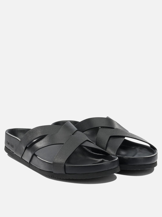 Slides 100% leather - 100% rubber Black - Tom Ford Men | PLP | VIETTI Online Store | 2