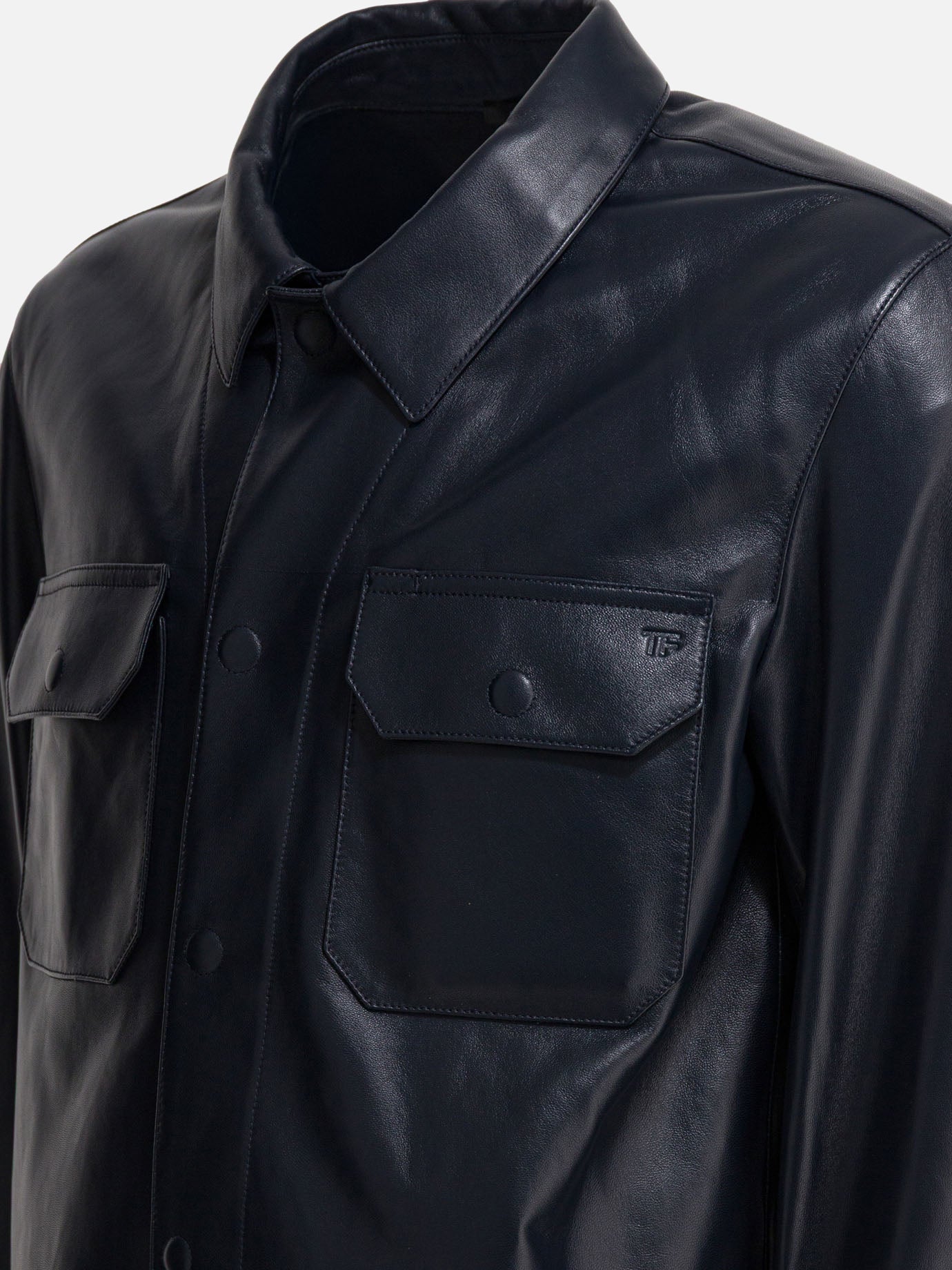 Leather jackets Solid colour Blue - Tom Ford Men | PDP | VIETTI Online Store | Zoom-Modal_4