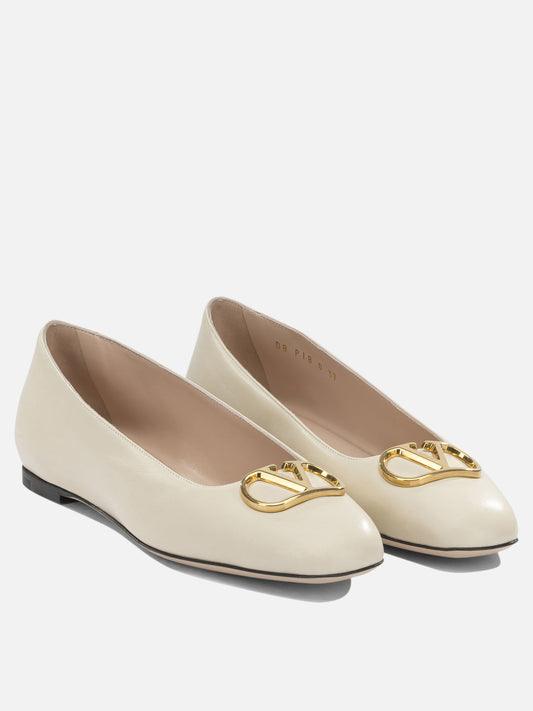 Classic ballet flats 100% lamb leather - 100% goat leather White - Valentino Garavani Women | PDP | VIETTI Online Store | 2