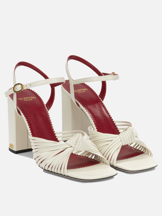 Heeled sandals 100% goat leather - 100% calf leather White - Valentino Garavani Women | PDP | VIETTI Online Store | 2