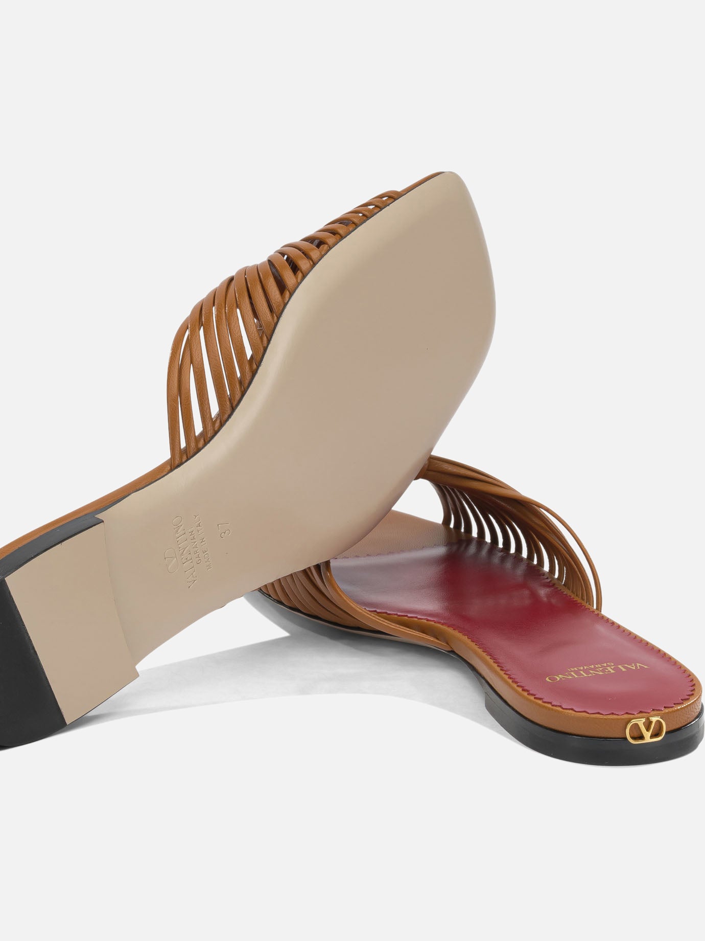 Slides 100% goat leather - 100% calf leather Brown - Valentino Garavani Women | PDP | VIETTI Online Store | Zoom-Modal_5