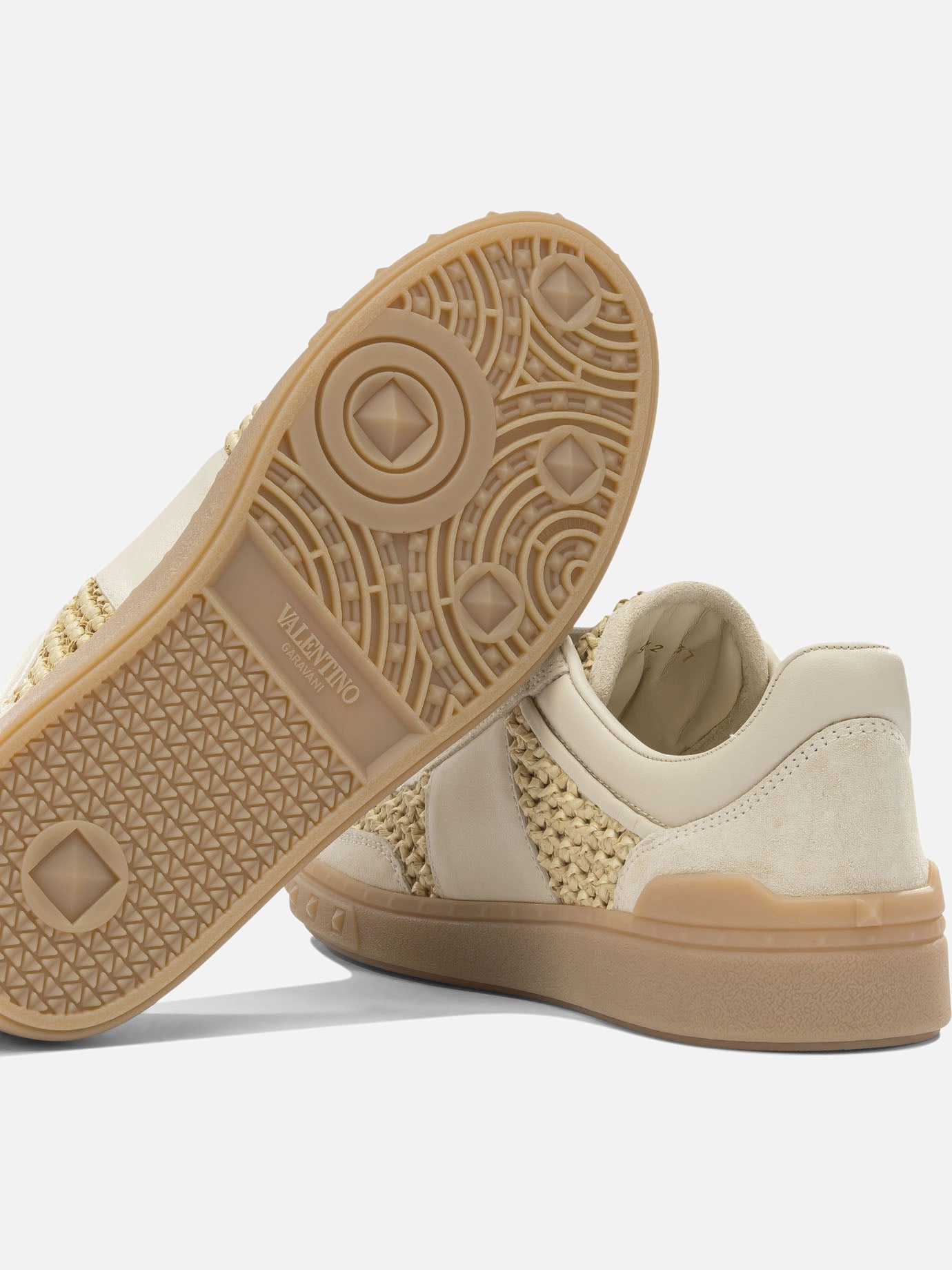 Low top sneakers 100% polyester - 100% calf leather Beige - Valentino Garavani Women | PDP | VIETTI Online Store | Zoom-Modal_5