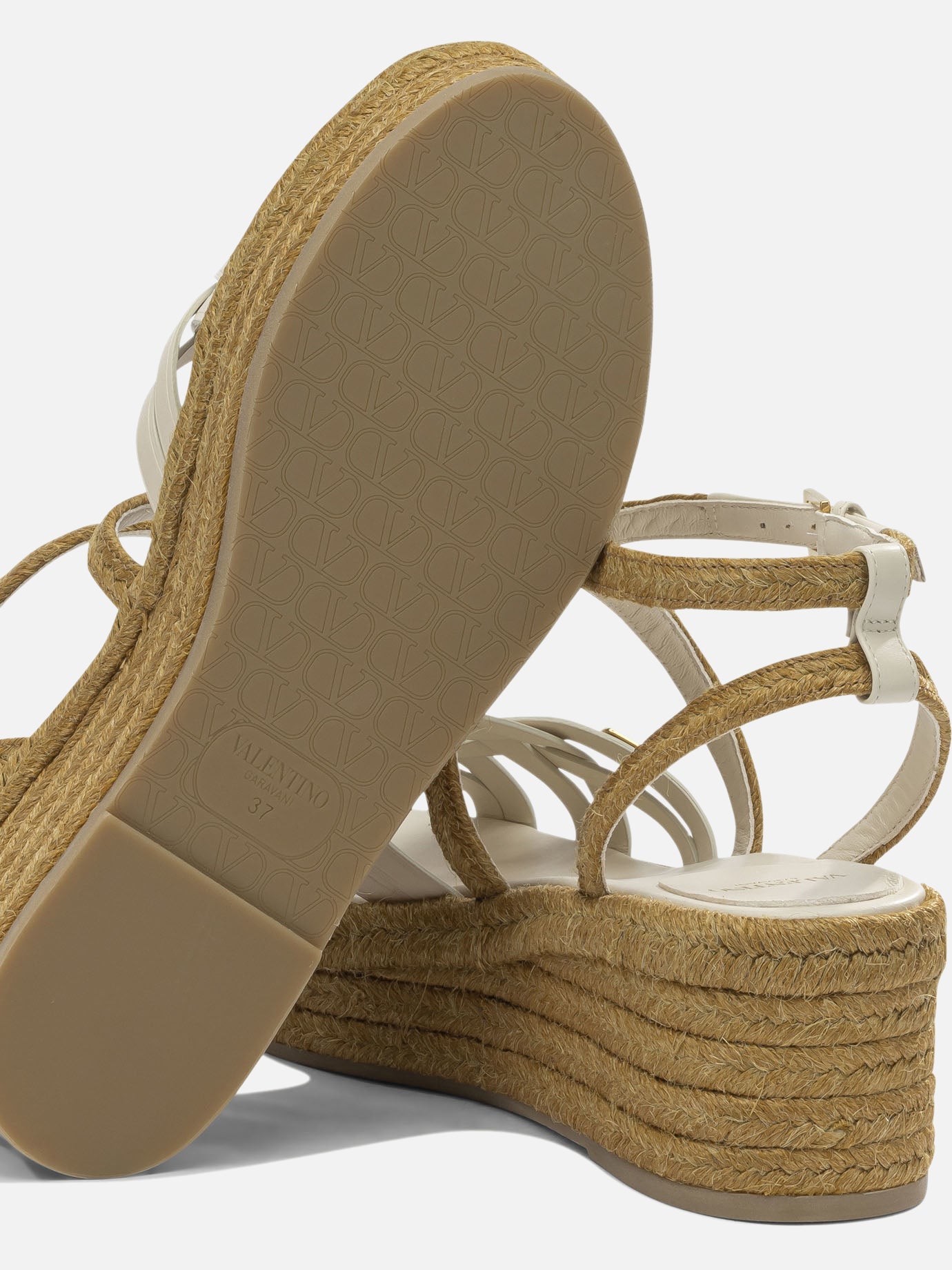 Heeled sandals 100% jute - 100% calf leather Beige - Valentino Garavani Women | PDP | VIETTI Online Store | Zoom-Modal_5