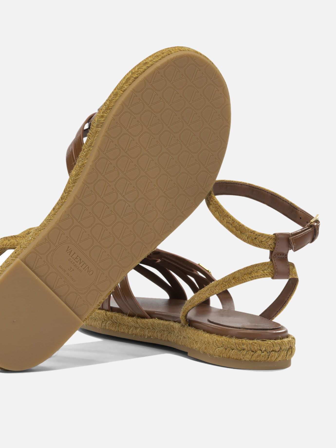 Flat sandals 100% calf leather - 100% jute Brown - Valentino Garavani Women | PDP | VIETTI Online Store | Zoom-Modal_5
