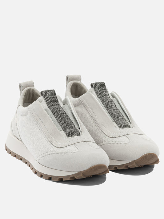 Low top sneakers 63% cotton 37% linen - 100% rubber Grey - Brunello Cucinelli Women | PLP | VIETTI Online Store | 2