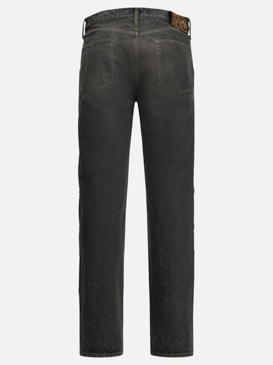 KAPITAL "5P Monkey Cisco Studs" Straight-Leg Jeans Black