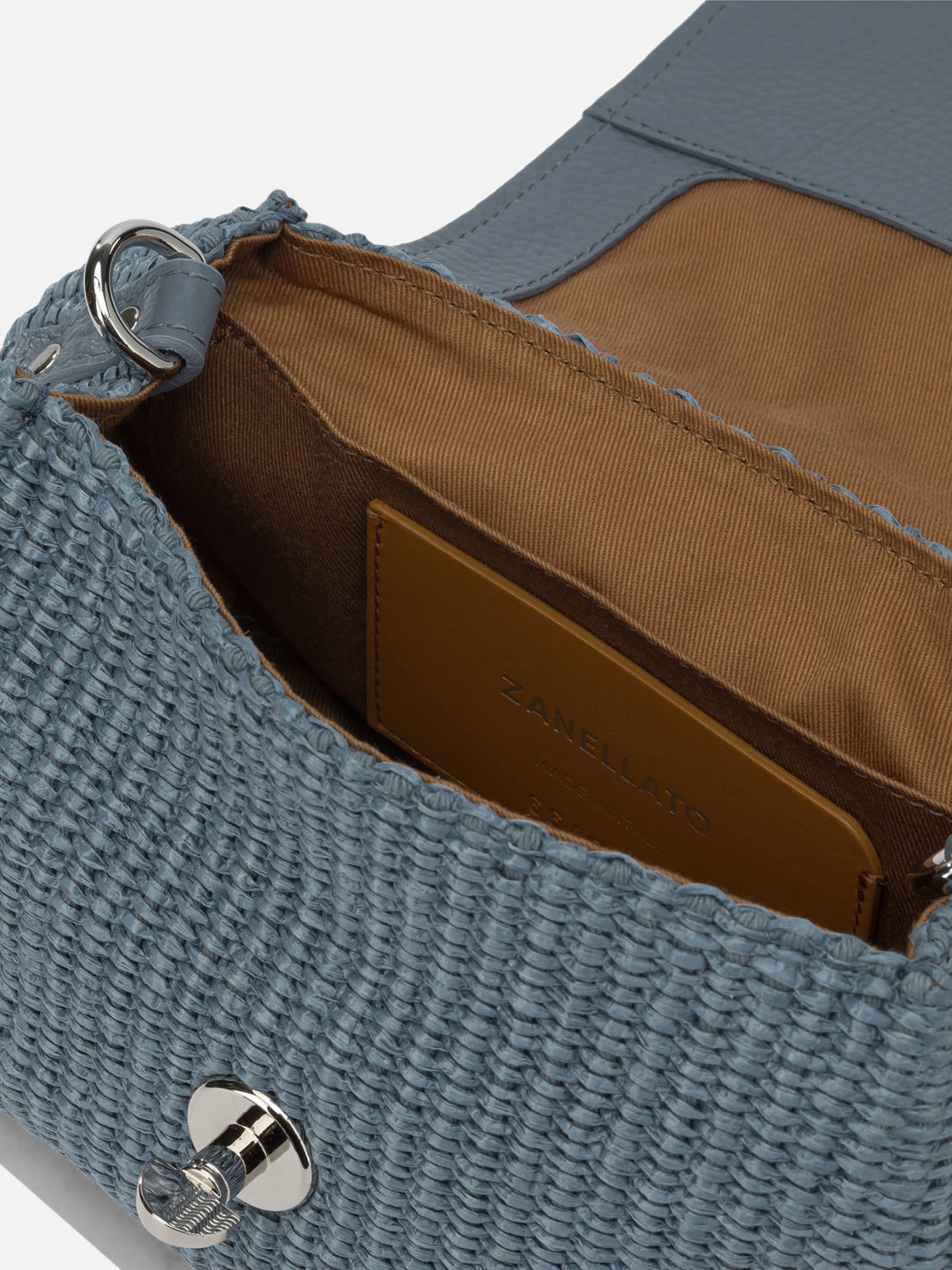 Small bags 70% polyester 30% bovine leather - Lining: 100% cotton Light blue - Zanellato Women | PDP | VIETTI Online Store | Zoom-Modal_5