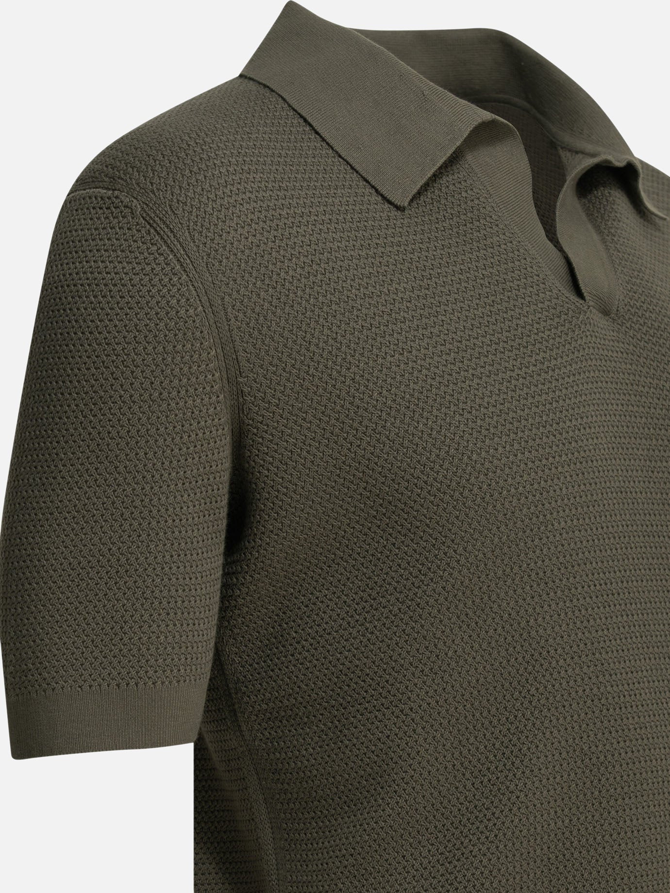 Polo shirts without buttons Textured knit Green - Zegna Men | PDP | VIETTI Online Store | Zoom-Modal_4