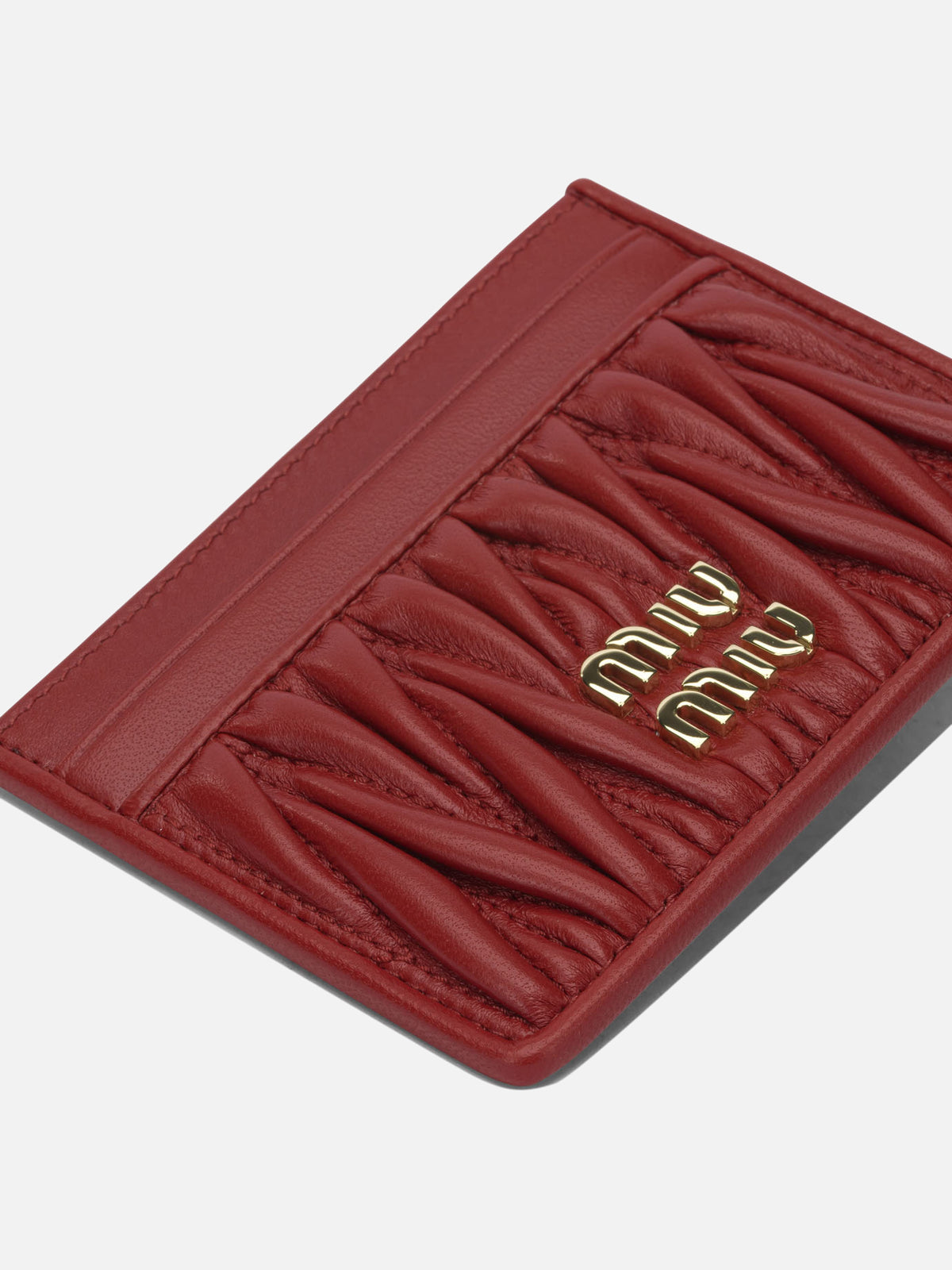 Miu Miu Matelassé nappa leather card holders Red