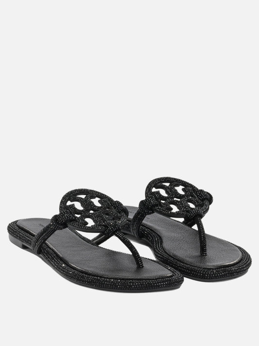 Tory Burch "Miller" Flat Sandals Black