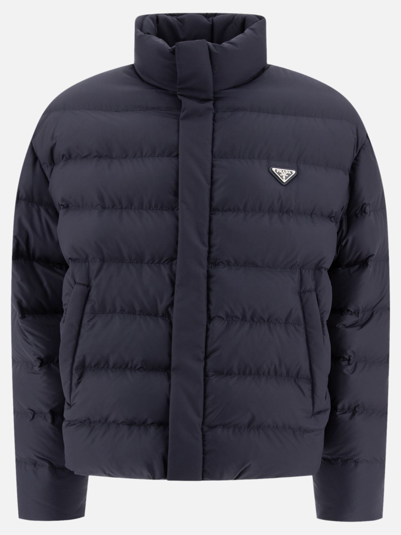 Prada Down jacket with triangle logo Blue Men VIETTI Online Store