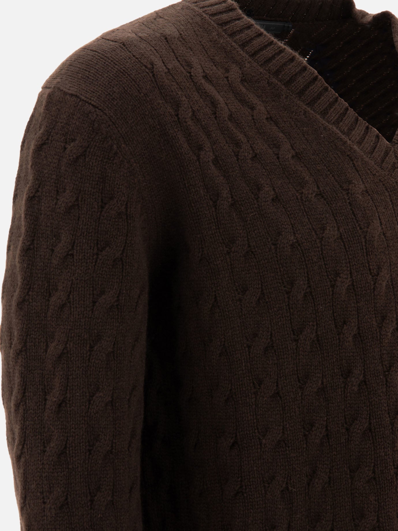 V neck sweaters Solid colour Brown - Prada Men | PDP | VIETTI Online Store | Zoom-Modal_4