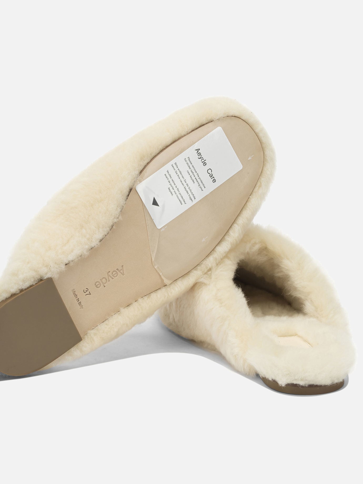 Slippers 100% shearling on calf leather - 100% leather White - Aeyde Women | PDP | VIETTI Online Store | Zoom-Modal_5