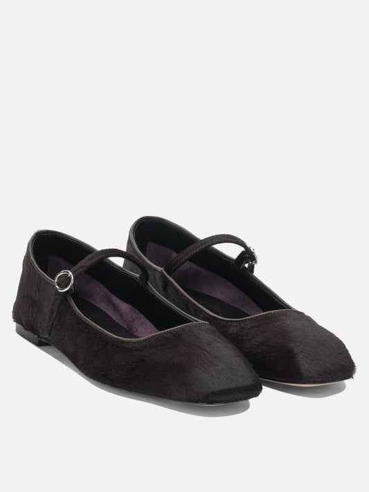 Mary Jane ballet flats 100% ponyhair on calf leather - 100% leather Brown - Aeyde Women | PLP | VIETTI Online Store | 2