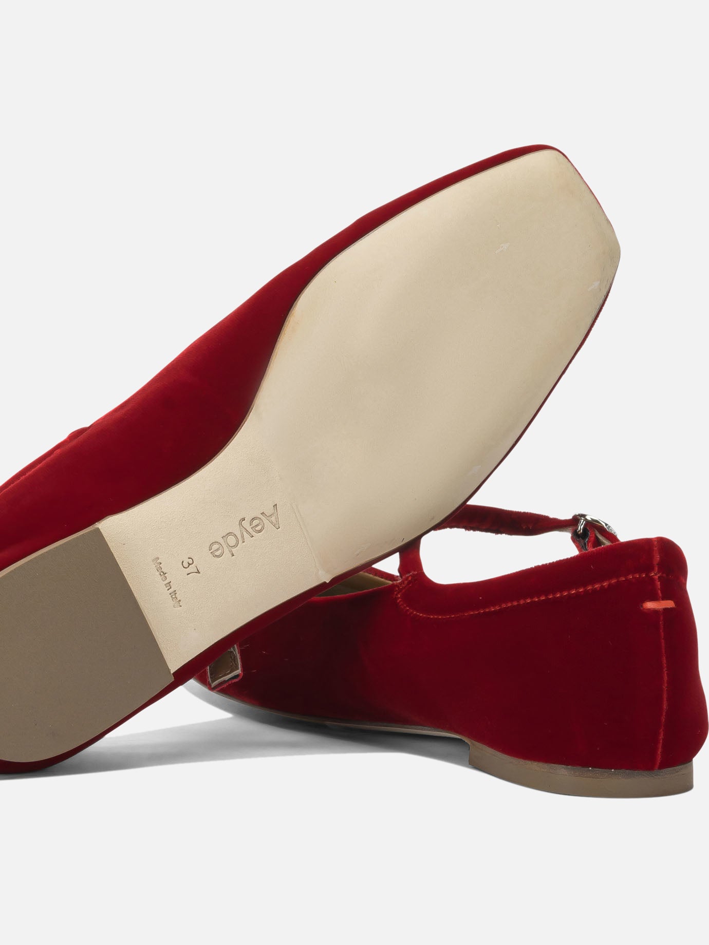 Mary Jane ballet flats 100% velvet - 100% leather Red - Aeyde Women | PDP | VIETTI Online Store | Zoom-Modal_5