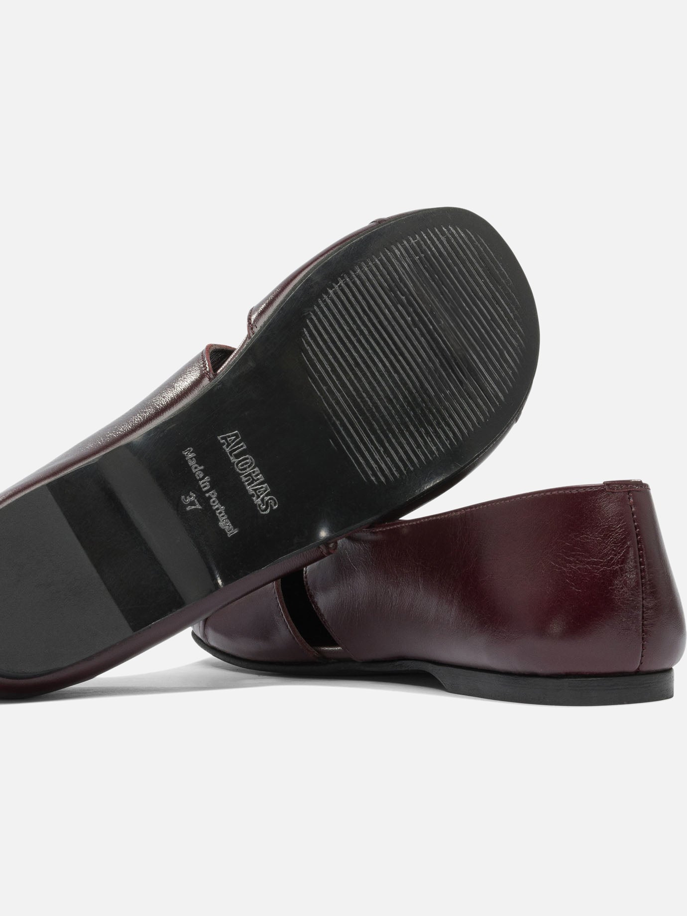 Classic ballet flats 100% goat leather - 100% cuerolite Bordeaux - Alohas Women | PDP | VIETTI Online Store | Zoom-Modal_5