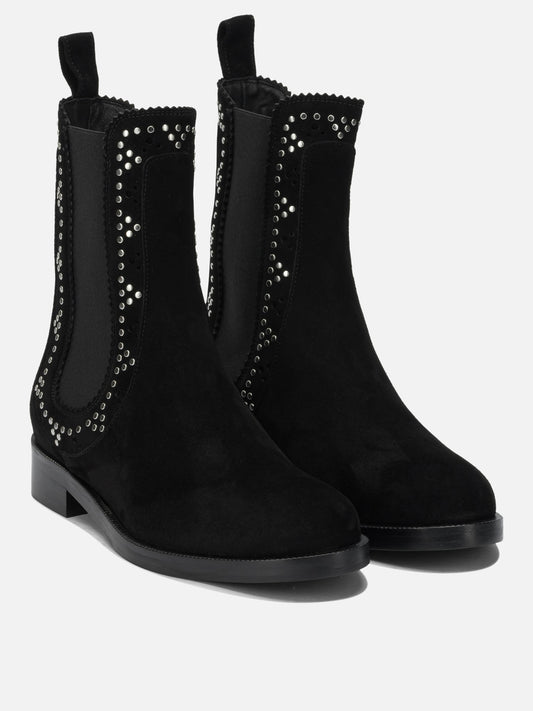 Pull-on boots 80% kid suede leather 20% viscose - 100% calf leather Black - Aquazzura Women | PLP | VIETTI Online Store | 2