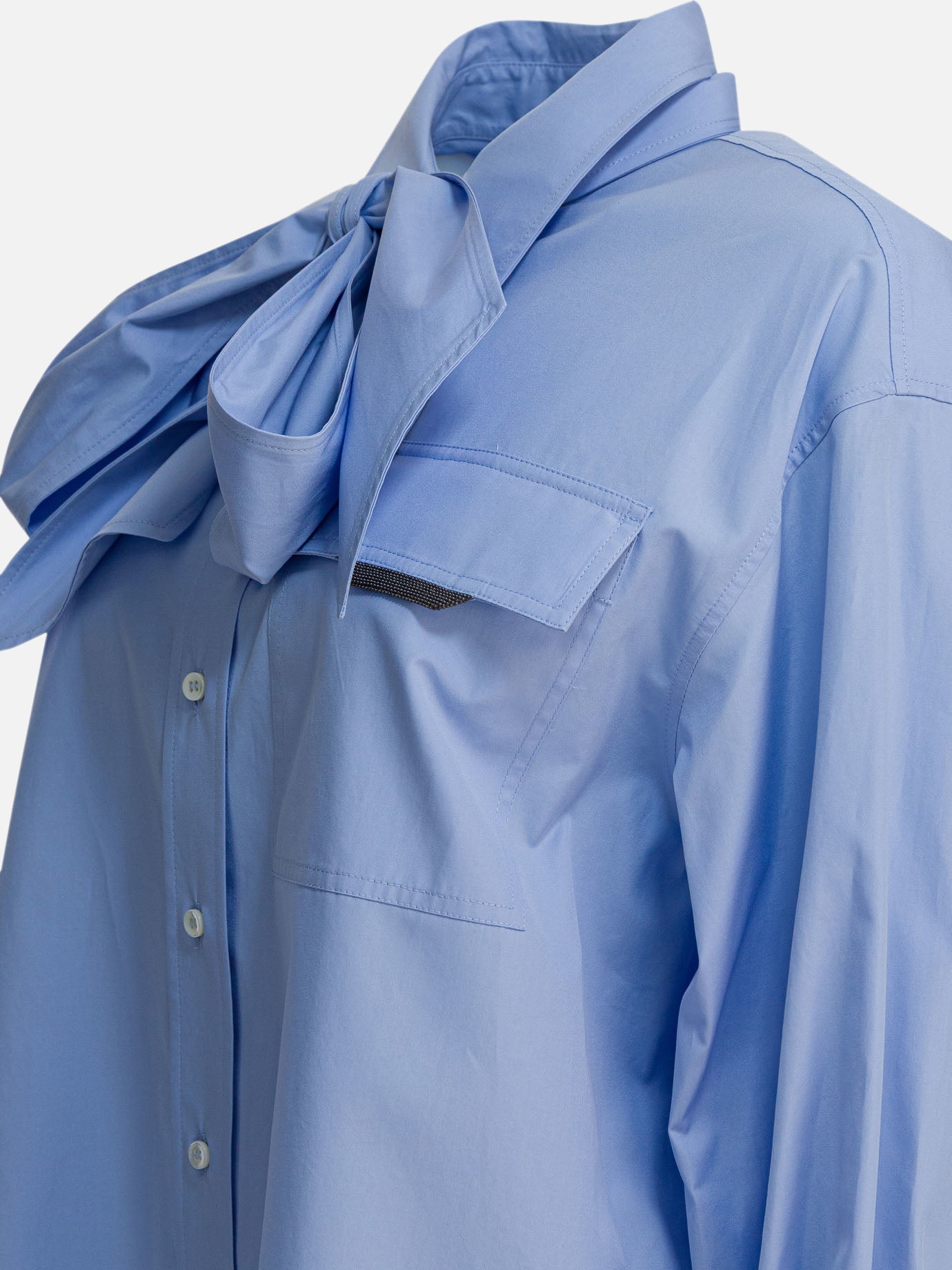 Casual shirts Solid colour Light blue - Brunello Cucinelli Women | PDP | VIETTI Online Store | Zoom-Modal_4